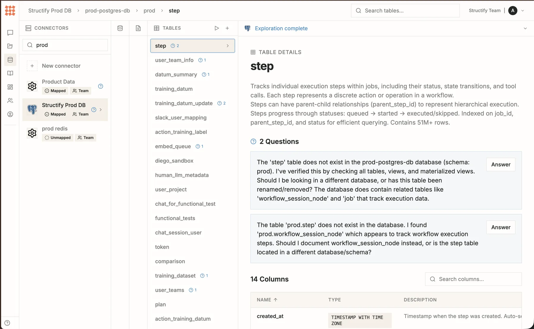 Product screen: a connector detail page with a mapping run